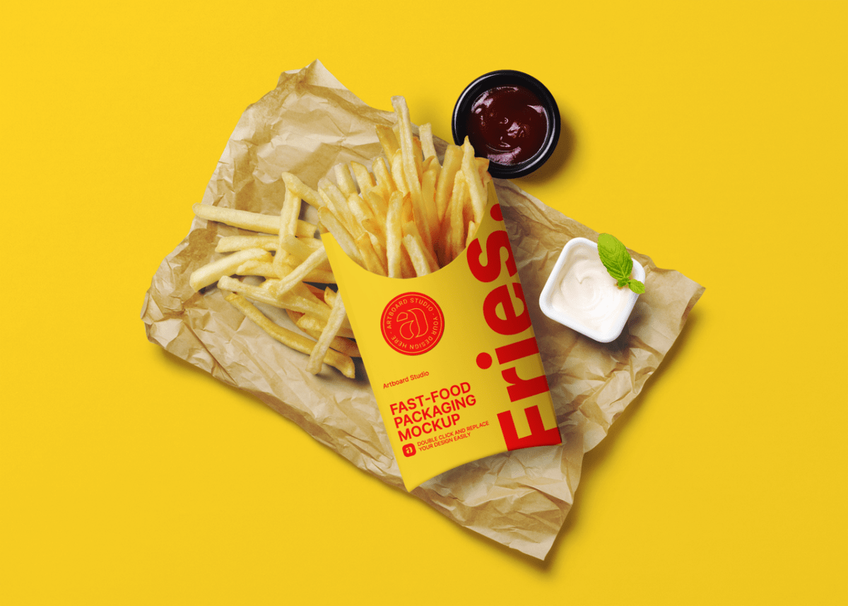 You can easily edit by changing . French Fries Packaging Mockup Template