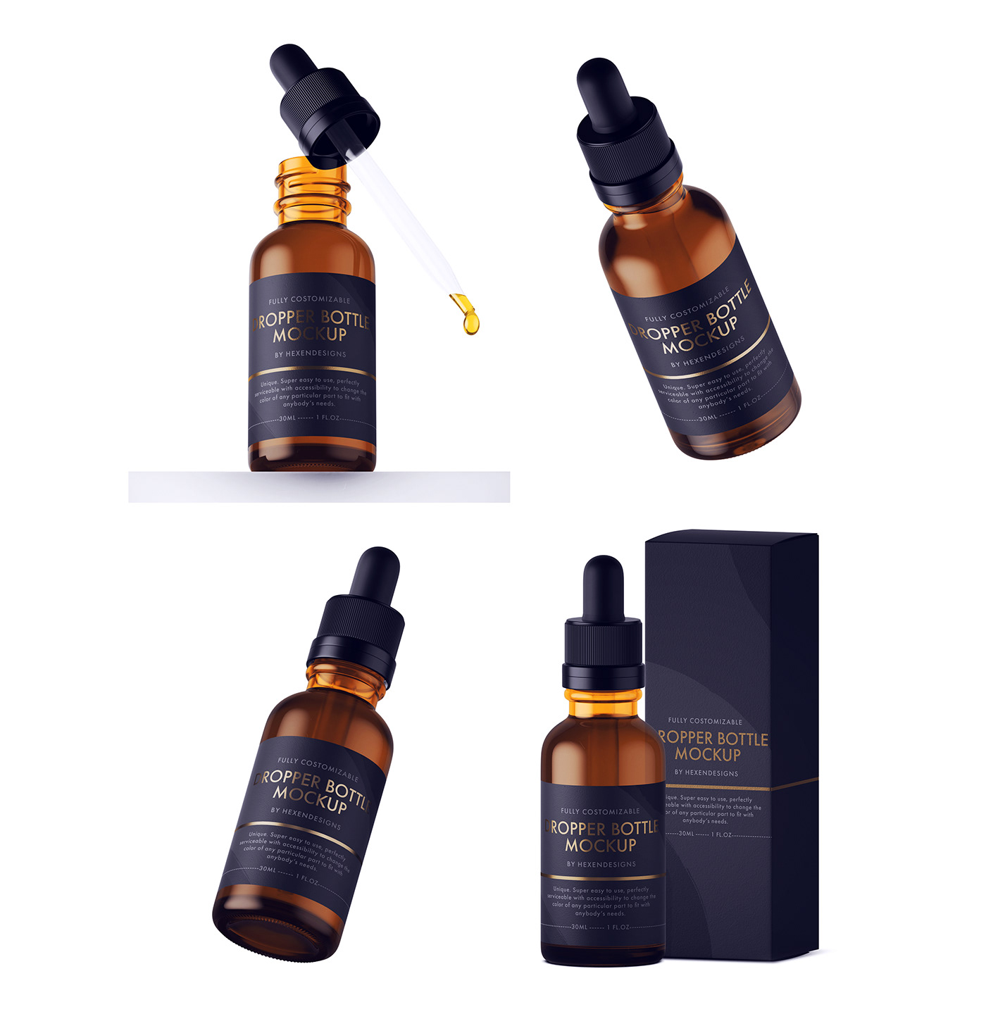 Arrangement of glass bottles with tag. 200 Best Dropper Bottle Mockup Templates Free Premium